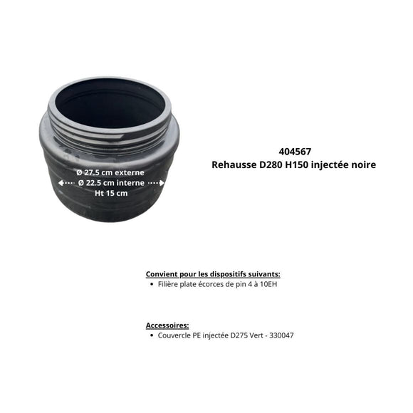 Rehausse D280 H150 injectée noire